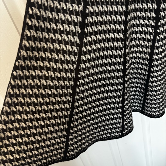 Calvin Klein Houndstooth Knit Fit & Flare Dress Women's Small S Black White Work - Picture 10 of 16